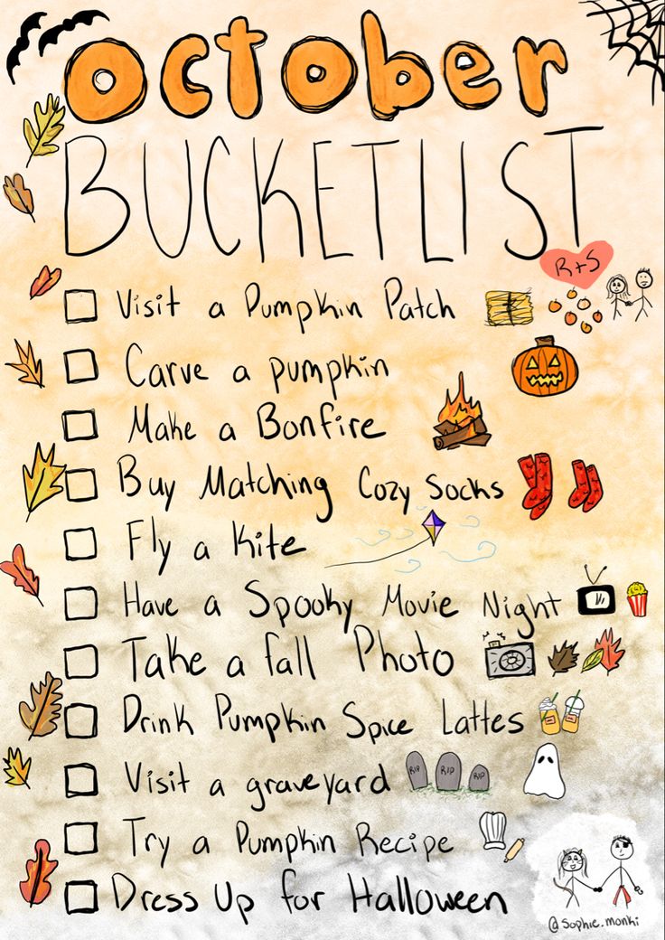 the october bucket list is written on a piece of paper