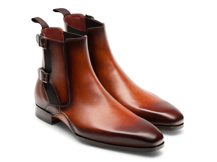 The Grant is a sophisticated Chelsea boot with a double monk strap buckle closure over the elastic gore and an elongated, tapered toe. It features our signature double Artesano sole, where the sole is wrapped onto the upper on both the inner and outer arch and hand-stitched by our master artisans. In addition, the Grant’s sole features a rubber island for improved traction and durability. Formal Chelsea Ankle Boots With Buckle, Formal Chelsea Ankle Boots With Buckle Closure, Formal Chelsea Boots With Buckle Closure, Cognac Fitted Boots For Formal Occasions, Fitted Cognac Boots For Formal Occasions, Formal Fitted Cognac Boots, Formal Chelsea Boots With Buckle Closure And Round Toe, Leather Chelsea Boots With Buckle For Formal Occasions, Formal Leather Chelsea Boots With Buckle Closure