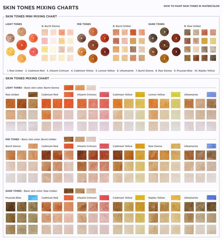 the color chart for skin tones mixing chart with different shades and colors to choose from