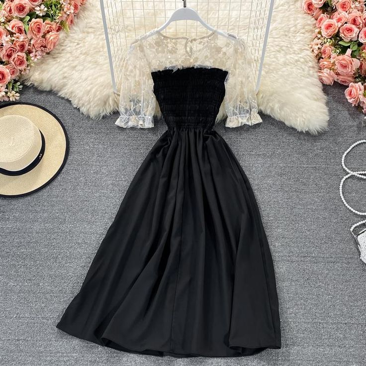 Black A line short dress fashion dress Material: satin Color: black, aprcot Size(cm): free size length 109 bust 58-98 waist 54-100 Summer A-line Midi Dress For Prom, Beige Summer Prom Dress, Beige Mini Dress For Prom, Trendy Mini Prom Dress, Beige Midi Length Prom Dress, Black Feminine Knee-length Mini Dress, Black Knee-length Feminine Mini Dress, Black Mid-length Mini Dress For Summer, Chic Black Fit And Flare Midi Dress