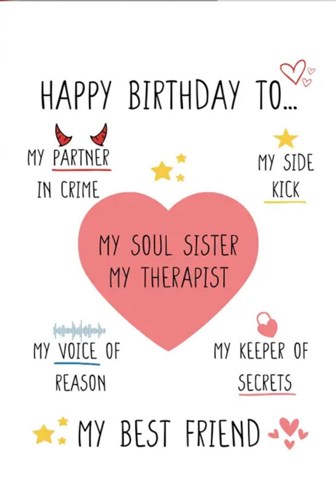 a birthday card with the words happy birthday to my soul sister and her best friend