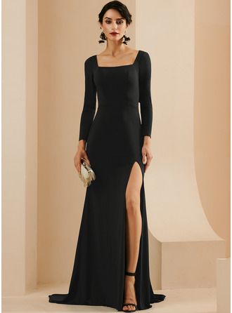 JJsHouse Trumpet/Mermaid Square Neckline Sweep Train Zipper Up Sleeves Long Sleeves No Black Winter Spring Summer Fall Jersey Height:5.7ft Bust:32in Waist:23in Hips:35in Special Occasion Dresses Evening Dress. #JJsHouse #TrumpetMermaid #SquareNeckline #SweepTrain #ZipperUp #Sleeves #LongSleeves #No #Black #Winter #Spring #Summer #Fall #Jersey #SpecialOccasionDresses #EveningDress Jersey Evening Dress, Timeless Glamour, Black Evening Gown, Black Dresses Classy, Formal Dresses With Sleeves, Tulle Evening Dress, Satin Evening Dresses, Evening Dresses With Sleeves, Chiffon Evening Dresses