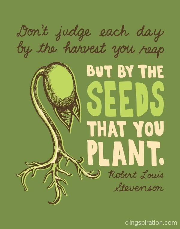 a green poster with the words don't judge each day by the harvest you rapp but by the seeds that you plant