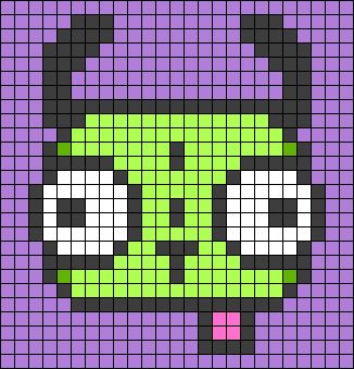 an image of a pixel art piece in purple and green