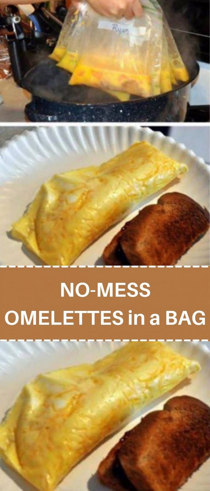 there are no mess omelettes in a bag on the plate and then they have to be cooked