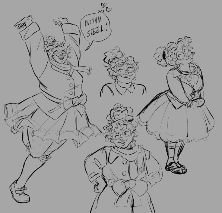 some sketches of clowns in different poses