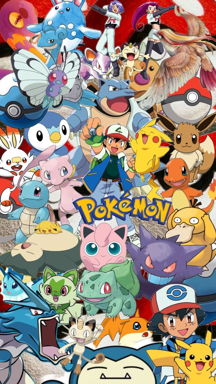 pokemon wallpaper with many different types of cartoon characters