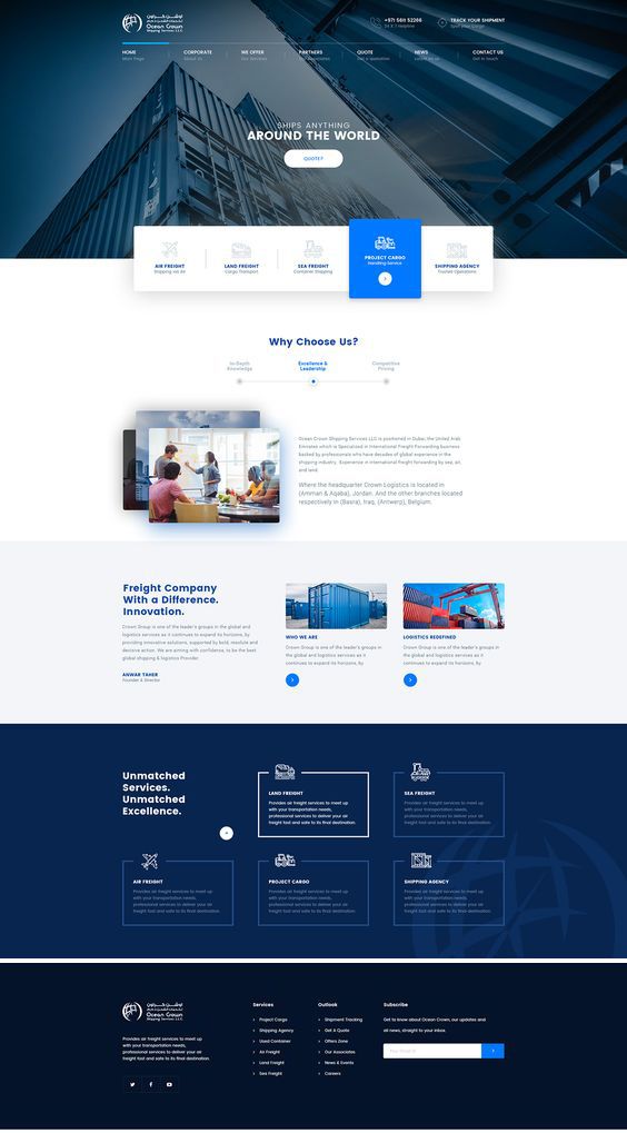 an image of a website page with blue and white colors on the front, side and back