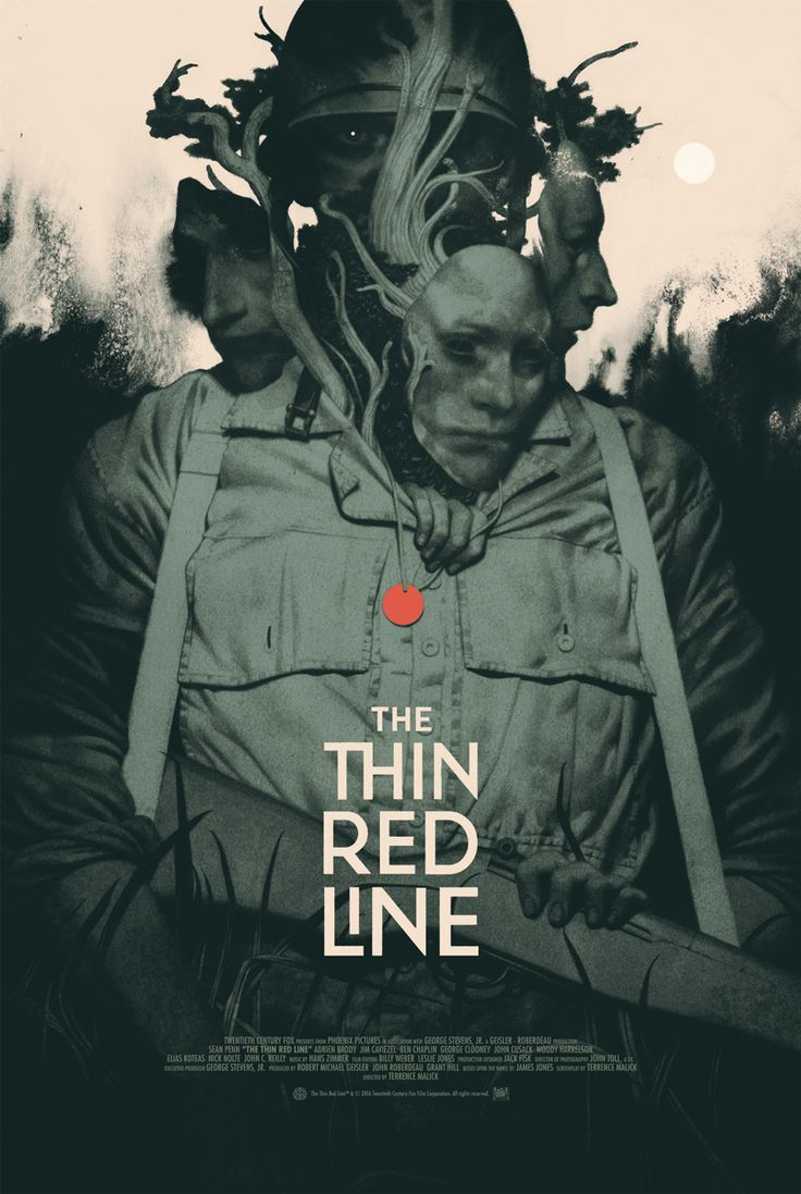 the thin red line poster with an image of a man in overalls and headdress