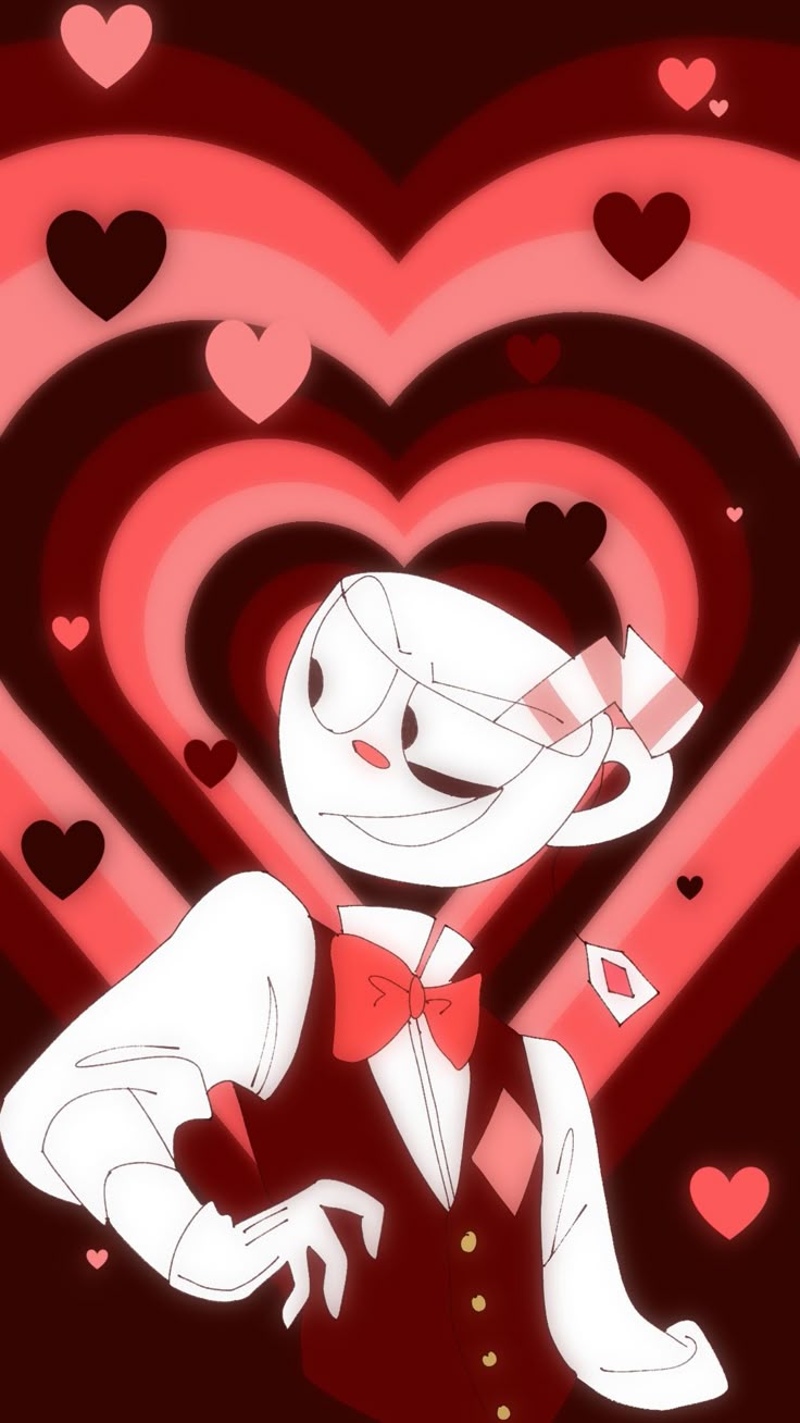 a drawing of a man in a tuxedo and bow tie with hearts behind him