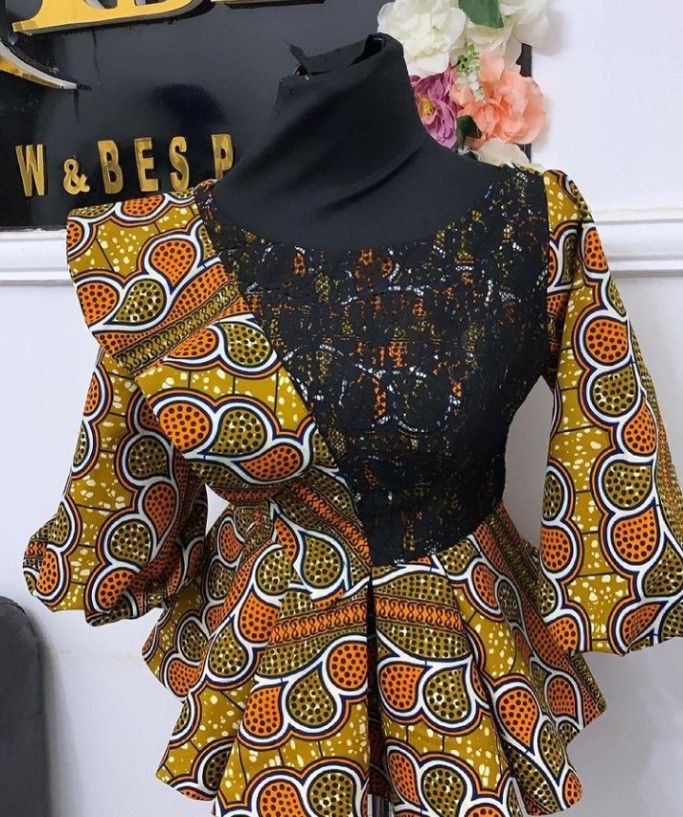 Ankara Blouse Styles, Latest Blouse Styles, Ankara Top Styles, Native Outfits, African Blouses, African Print Tops, African Print Dress Ankara, African Print Dress Designs, Peplum Tops