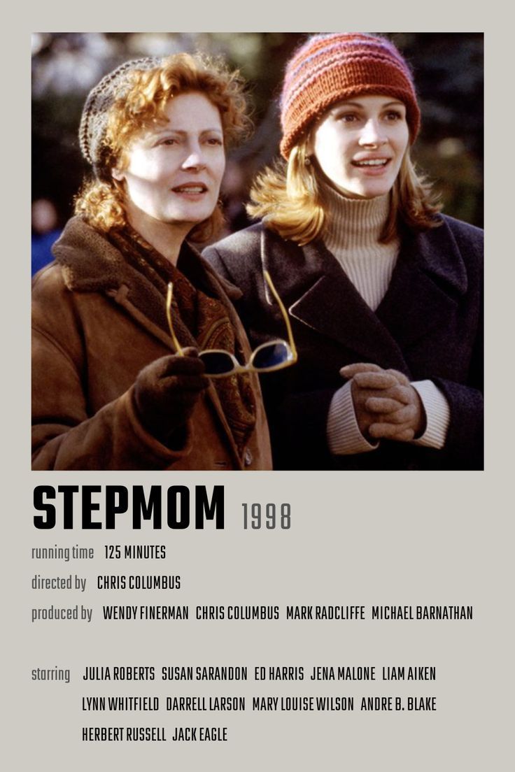 two women standing next to each other in front of a white background with the words stepmom on it