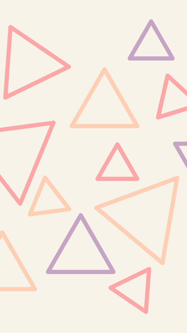 several different colored triangles on a white background with pink and purple lines in the middle