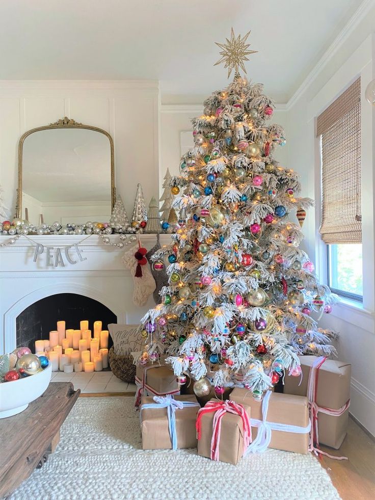 a decorated christmas tree in a living room