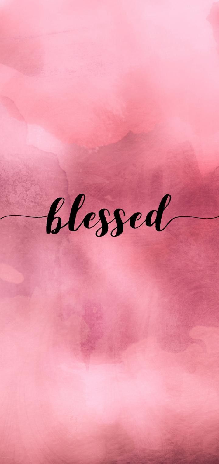 a pink and black background with the words,'blessed'written in cursive font