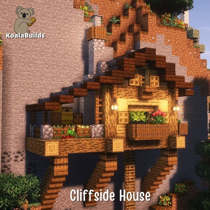 an image of a house made out of wood and bricks with the words cliffside house on it