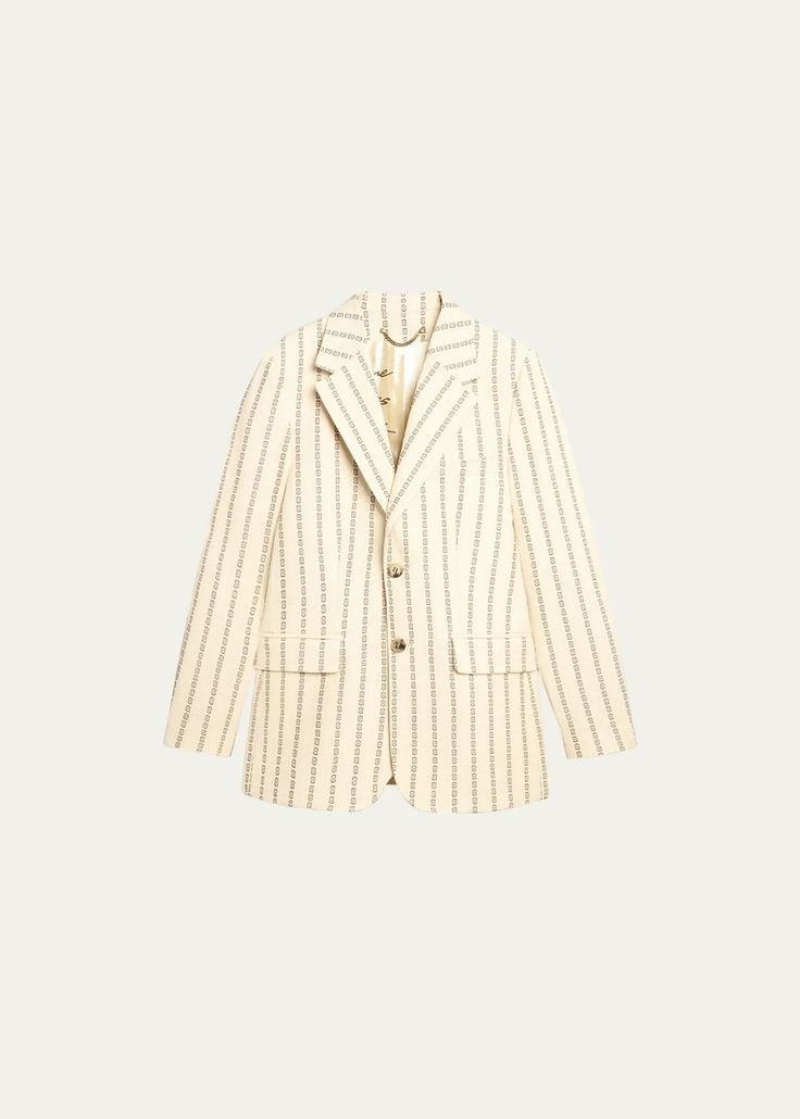 Golden Goose Journey Striped Blazer - Bergdorf Goodman Luxury Striped Blazer For Workwear, Luxury Pinstripe Outerwear For Work, Luxury Striped Blazer For Office, Striped Blazer With Notch Lapel And Welt Pockets, Luxury Striped Long Sleeve Blazer, Striped Semi-formal Blazer With Welt Pockets, Striped Formal Outerwear With Button Closure, Formal Striped Outerwear With Button Closure, Spring Striped Notch Lapel Blazer