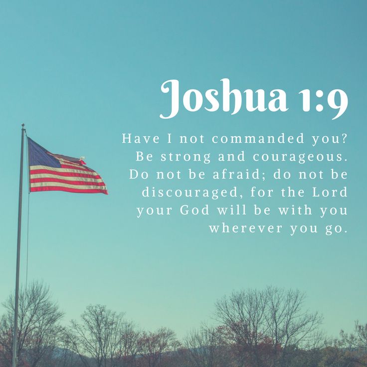 an american flag with the words joshua 19 9 on it and a blue sky in the background