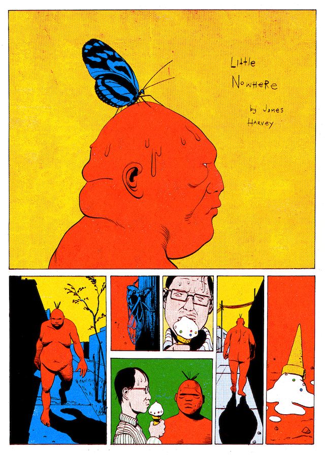 a comic strip with an image of a person and a butterfly on top of their head