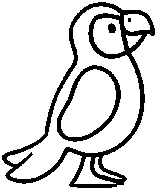 a black and white drawing of a bird