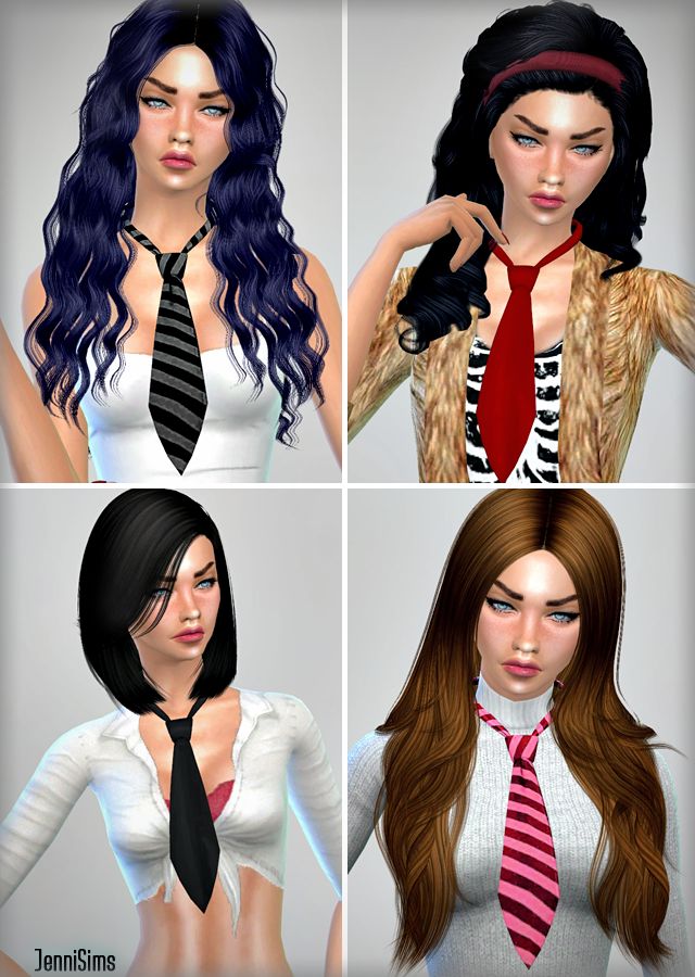 four different types of women wearing neck ties