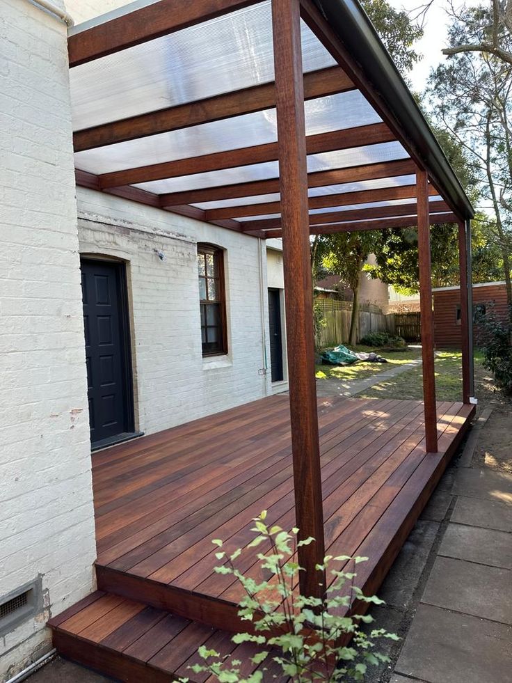 NA Timber Decking Ideas Outdoor Australia, Wood Deck With Pergola, Timber Pergola Attached To House, Backyard Deck With Pergola, Back Deck Pergola, Timber Decking Ideas Outdoor, Pergola Over Deck, Deck And Pergola, Merbau Decking