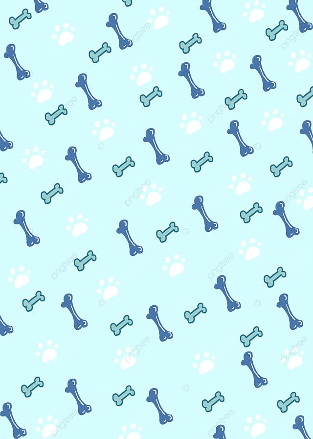 a blue dog bone and paw pattern on a light blue background