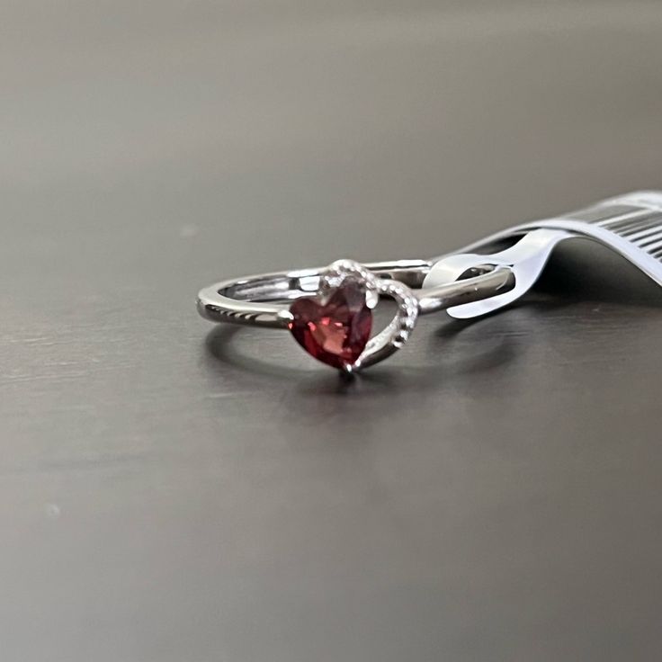 Feel Free To Make An Offer Or Ask Questions 925 Sterling Silver Size Adjustable Valentine's Day Ruby Rings In Silver, Valentine's Day Silver Ruby Rings, Red Sterling Silver Promise Jewelry, Silver Heart-shaped Ruby Ring For Anniversary, Heart-shaped Silver Ruby Ring For Valentine's Day, Sterling Silver Ruby Ring With Vs Clarity For Gift, Silver Heart Cut Ruby Ring As Gift, Sterling Silver Ruby Ring For Valentine's Day, Silver Heart Ring With Ruby For Anniversary