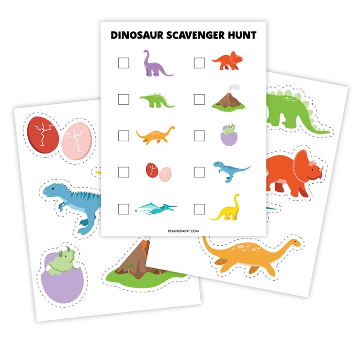 dinosaur scavenger printables for kids to practice counting and matching their numbers