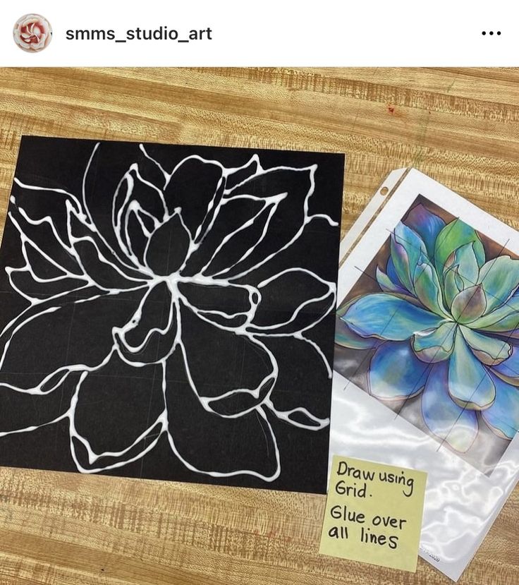 two pictures with flowers on them sitting next to each other, one is black and the other is white