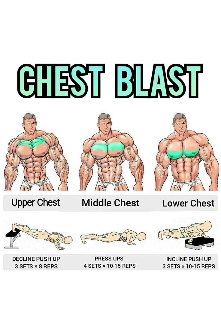 the chest and upper chest muscles are shown in three different stages, including lower chest