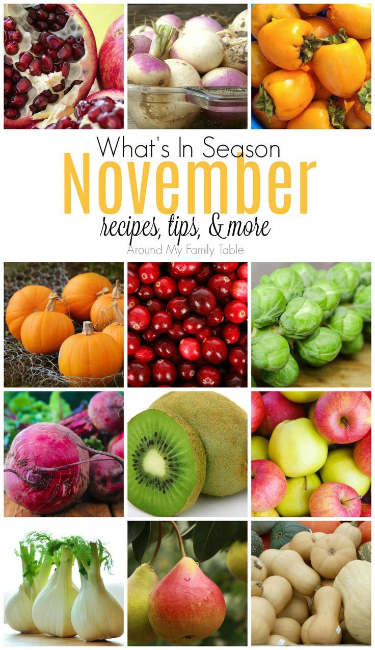 the cover of what's in season november recipes, tips and more