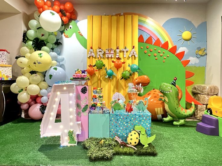 Birthday theme with dinos ?? Watch out the colorful back drop that goes well with boys or girls Dino Theme Birthday Party Backdrop, Dinosaur Themed Birthday Party Backdrop, Dinosaur Backdrop Ideas, Dino Backdrop, Dinasour Birthday, Baby Dinosaur Party, Dino Decor, Dinosaur Birthday Decorations, Dinosaur Birthday Theme