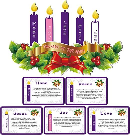 a poster with candles and holly wreaths on it