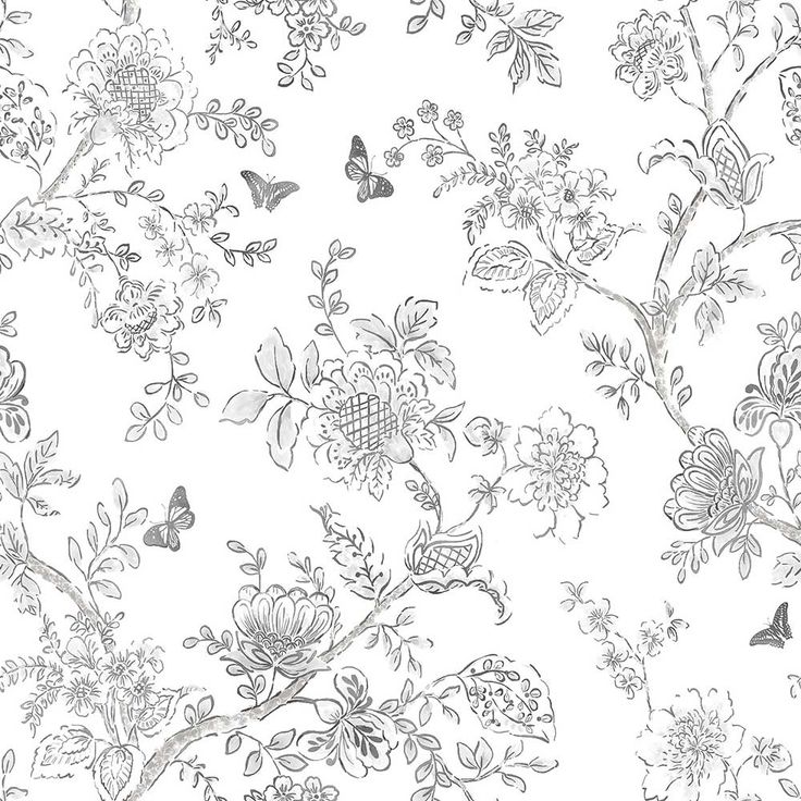 a drawing of flowers and butterflies on a white background