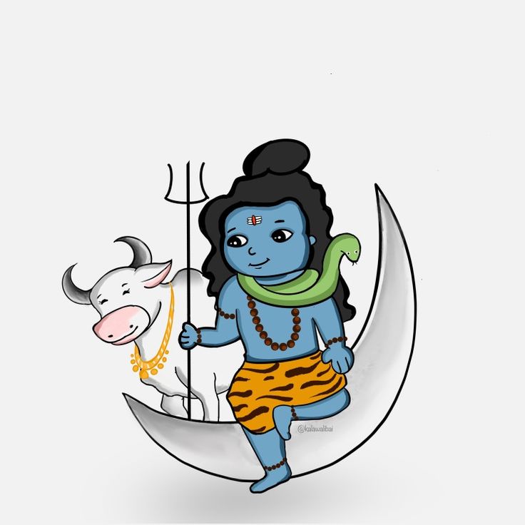 the avatar of lord rama is sitting on the moon with his cow in front of him