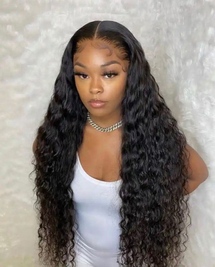 Hair Material: Best Selected Unprocessed Natural Human Hair Density: 180% 200% Luxuriously Full& Soft lace size: 13x4   13x6 Cap Size:  22.5" Medium Cap Hairline: Pre Plucked with Baby Hair Knots: Double Bleached Knots Weight: 100-250g depends on the length Full End Hair Lifepan: No tangle, No Shedding, Low Maintenance,12-24 Months Life with Proper Care Color: Natural Off Black Color 1B Shipping Time: 3-5 Business Days Free Shipping Wet And Wavy Lace Front Wig, Wet And Wavy Hair, Full Lace Front Wigs, Brazilian Hair Wigs, Lace Fronts, American Hairstyles, Curly Human Hair Wig, Curly Lace Front Wigs, Deep Curly