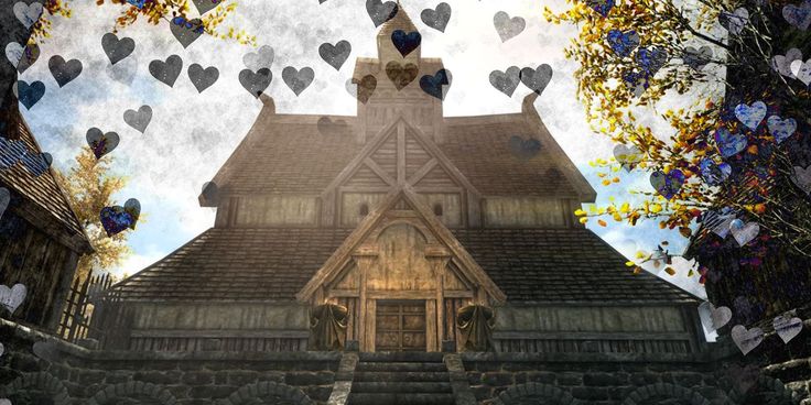 an image of a house with hearts coming out of the roof and in the air