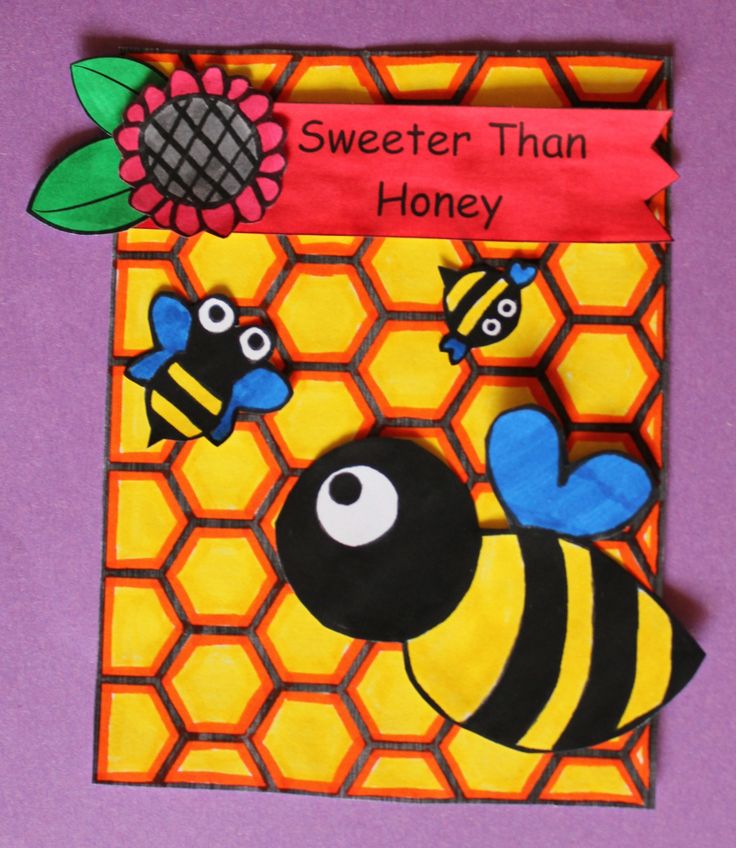 a card with two bees and a beehive on it, the words sweeter than honey