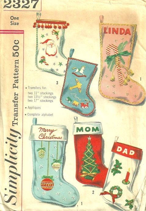 an old fashioned christmas stocking pattern from the 1950's