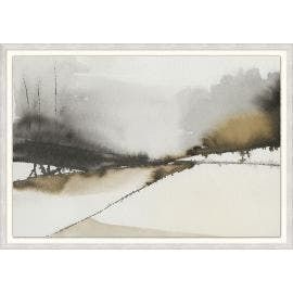 an abstract painting with watercolors and ink on paper, depicting trees in the distance