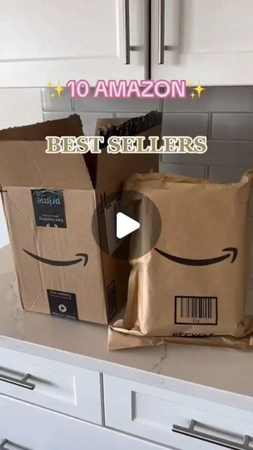 two boxes with amazon's best sellers on them sitting on top of a counter