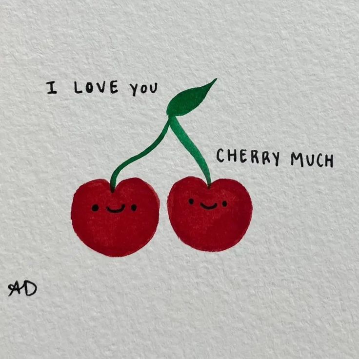 i love you cherry much card with two cherries on the front and one in the back