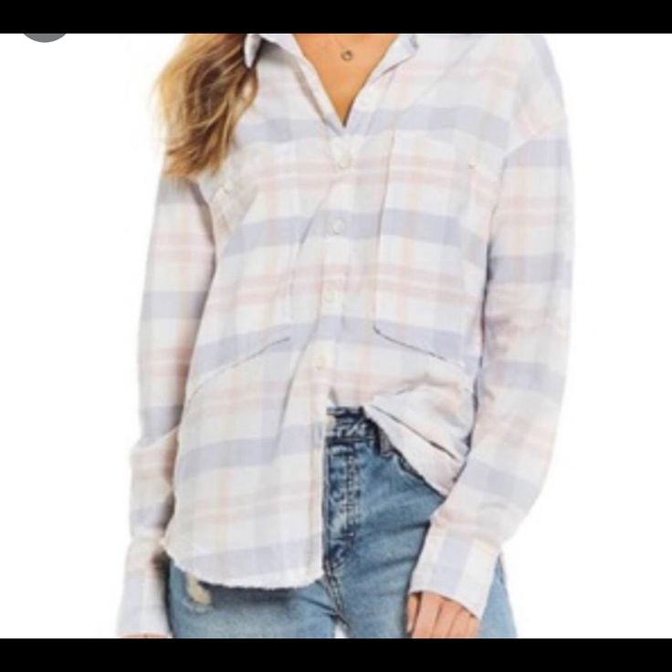 Brand New With Tags! Light Pink And Blue Plaid Button Down. Fringed Hem Everyday Pink Button-up Shirt, Pink Button-up Shirt For Loungewear, Pink Button-up Shirt For Day Out, Casual Pink Button-up Shirt, Pink Everyday Shirt With Button Closure, Everyday Pink Shirt With Button Closure, Pink Button-closure Shirt For Everyday, Trendy Pink Shirt For Everyday Wear, Ladies Brunch