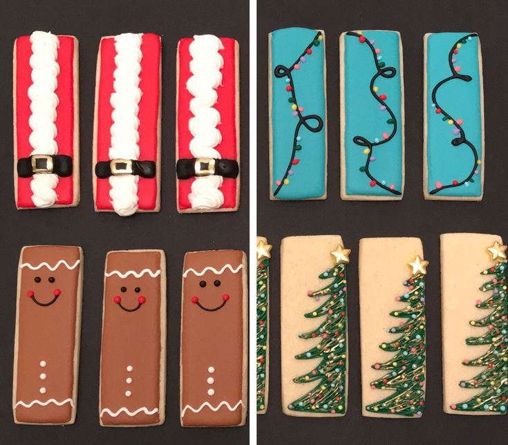 several different types of decorated cookies with decorations on them