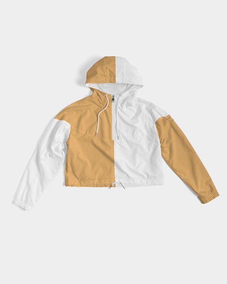 Blocks Women's Cropped Windbreaker White Long Sleeve Windbreaker With Patchwork, White Long Sleeve Patchwork Windbreaker, White Patchwork Windbreaker For Outdoor, White Windbreaker With Contrast Color For Fall, White Contrast Color Windbreaker For Fall, Spring Outdoor Windbreaker With Contrast Color, Casual White Windbreaker With Contrast Color, Sporty Beige Windbreaker For Spring, White Long Sleeve Windbreaker With Contrast Color