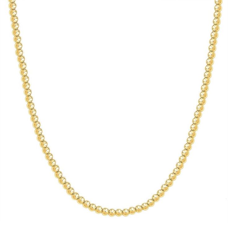 Either on its own or embellished with a favorite charm or pendant, this 14k gold over recycled brass Paige Harper bead chain necklace is a versatile addition to any jewelry collection. Either on its own or embellished with a favorite charm or pendant, this 14k gold over recycled brass Paige Harper bead chain necklace is a versatile addition to any jewelry collection. Chain length: 16 in. + 2-in. extender Chain type: bead Nickel free Metal: 100% recycled brass Plating: 14k gold Finish: polished P Gold Plated Necklaces With Beaded Chain, Gold Plated Beaded Chain Necklaces, 14k Yellow Gold Filled Beaded Chain Necklace, Yellow Gold Charm Necklaces With Round Beads Gift, Yellow Gold Round Beads Charm Necklace For Gift, Gold Plated Ball Chain Necklace Gift, Gold Charm Necklaces With Round Beads, 14k Gold Filled Yellow Gold Beaded Necklaces, Yellow Gold Beaded Necklaces With Delicate Chain