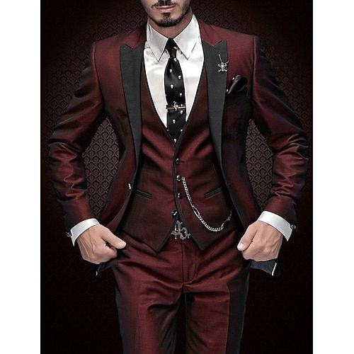 Category:Suits; Embellishment:Pocket; Season:Spring, Fall, Winter, Summer; Fabric:Polyester,TR; Front Closure:Single-Breasted Buttons; Style:Business,Daily; Includes:Vest,Pants,Jacket; Occasion:Wedding,Party; Fit Type:Plus Size; Jacket Buttons:Single Breasted One-button; Jacket Vents:Single (Center); Jacket Pockets:Straight Flapped; Vest Buttons:4; Pattern:Solid Colored; Neckline:Peak; Listing Date:12/11/2023; Production mode:External procurement; Pant Length:; Pants Waist:; Shoulder Width:; Sle Wedding Best Man, Terno Slim Fit, Formal Wedding Suit, Men Suits Wedding, Mens 3 Piece Suits, Prom For Guys, Prom Suits For Men, Suits Wedding, Man Blazer