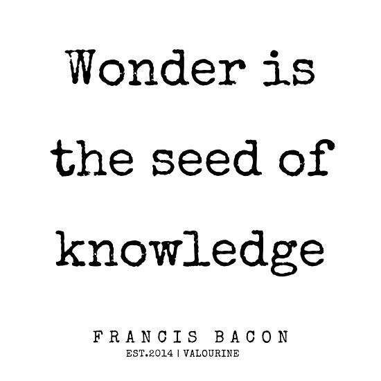 a quote that reads wonder is the seed of knowledge by frances bacon