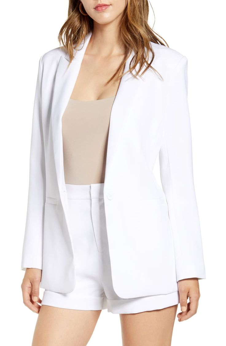 Endless Rose Tailored Single Button Blazer | Nordstrom Casual Outfits For Pageants, Sleek Tailored Blazer In Solid Color, Sleek Tailored Solid Blazer, Sleek Tailored Solid Color Blazer, Fitted Solid Color Blazer With Hidden Button Closure, Fitted Single Button Career Blazer, Sleek Single Button Career Blazer, Sleek Notched Blazer For Spring, Sleek Spring Notched Blazer